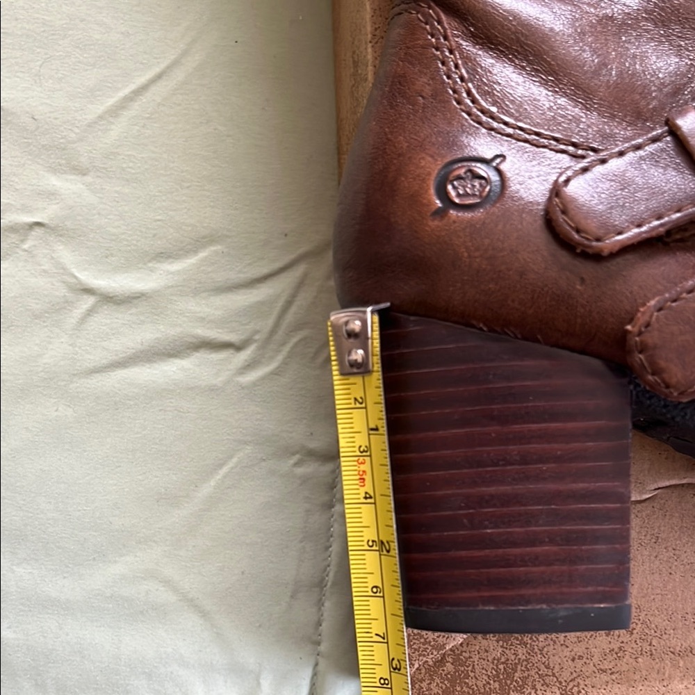 Born Brown Leather Knee-High Heeled Boots - Picture 12 of 16